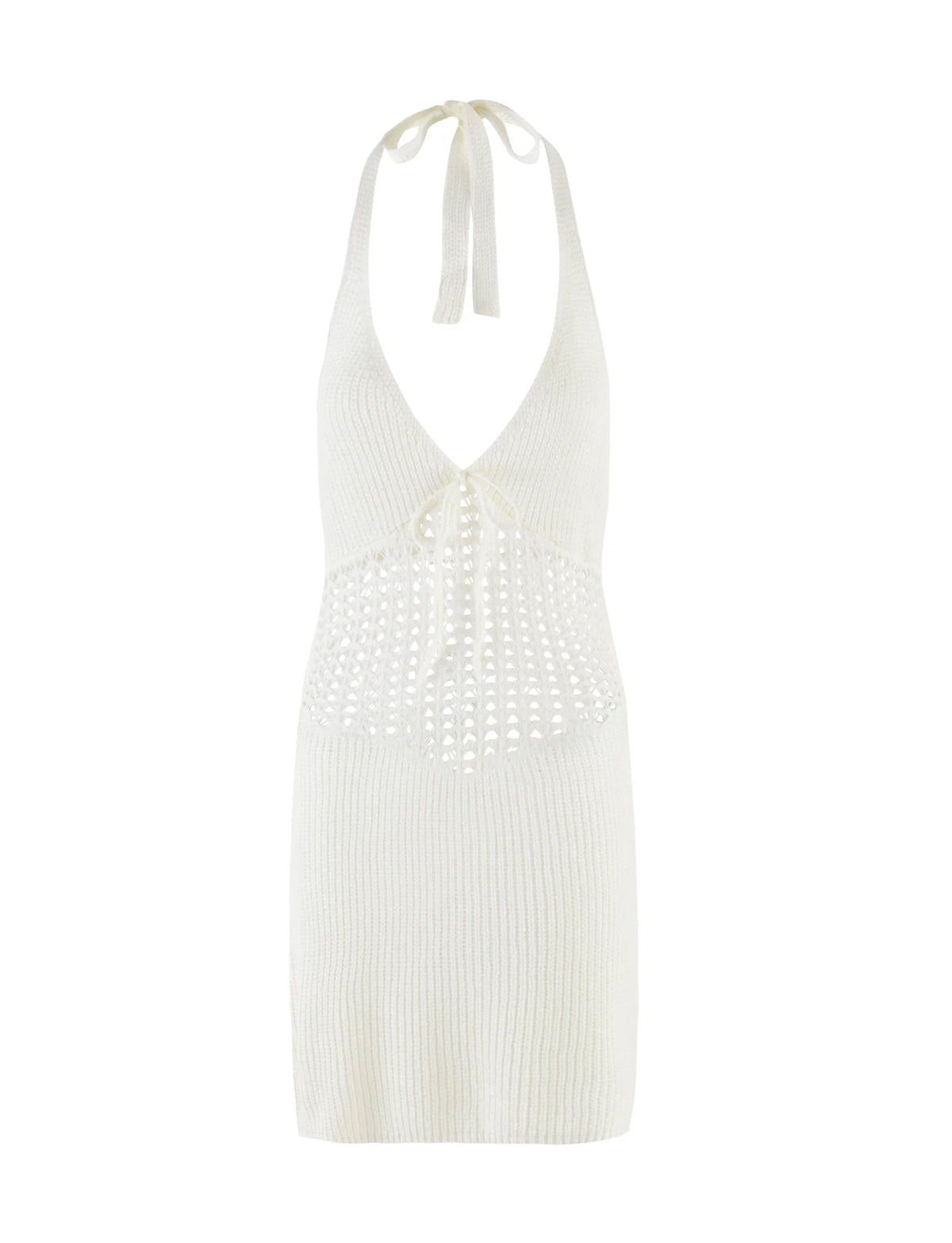 Auriella Crochet Halter Mini Dress