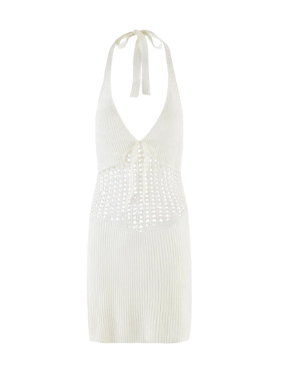 Auriella Crochet Halter Mini Dress