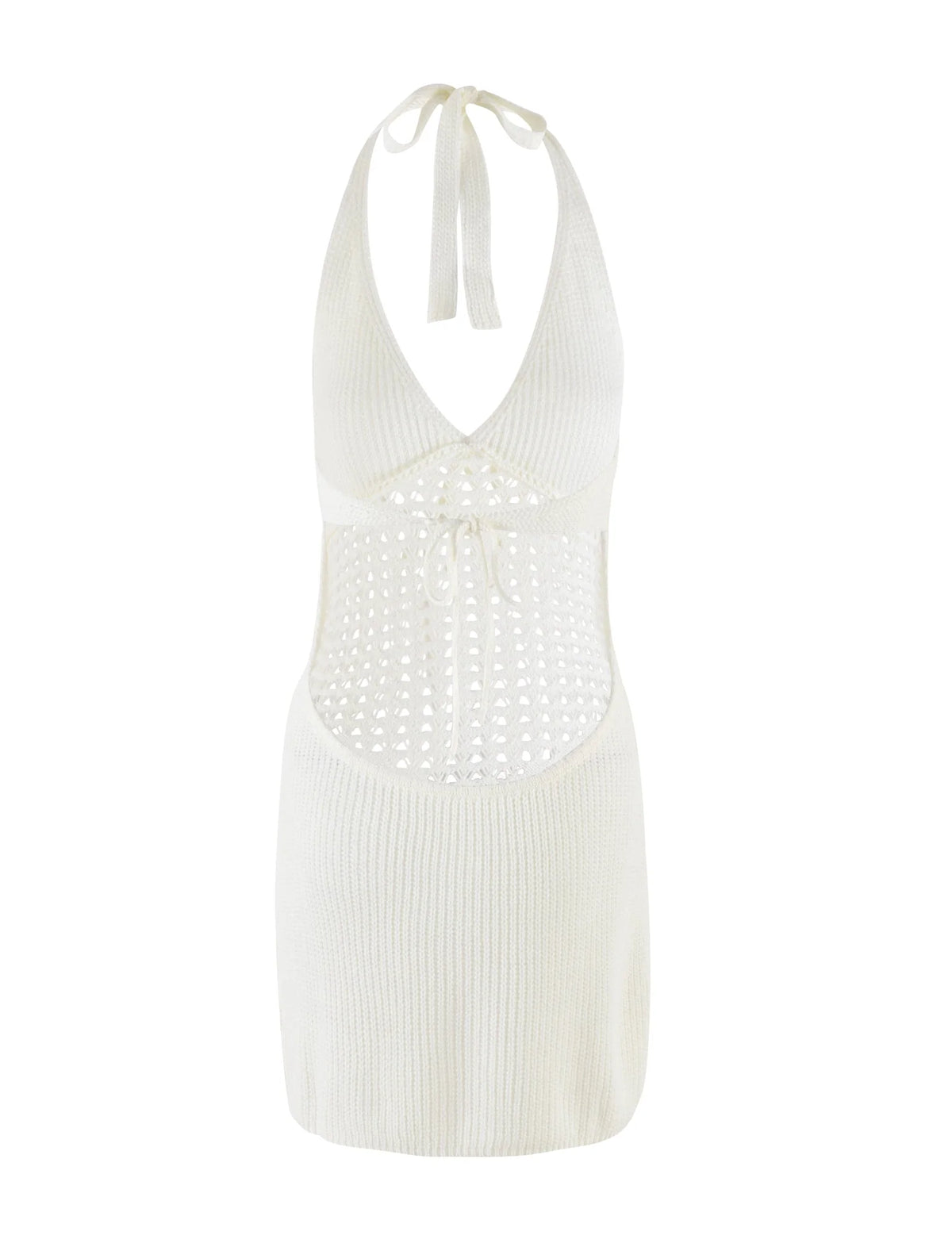 Auriella Crochet Halter Mini Dress