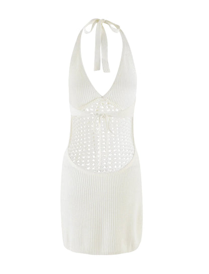 Auriella Crochet Halter Mini Dress