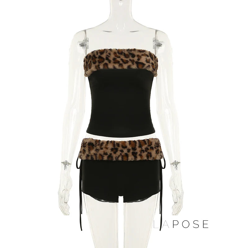 Avalon Leopard Ruched Short Set