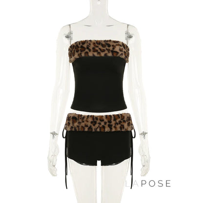 Avalon Leopard Ruched Short Set