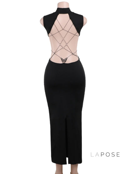 Aviva Backless Lace-Up Dress