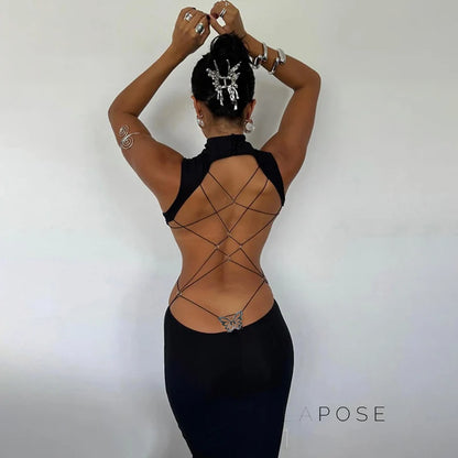 Aviva Backless Lace-Up Dress