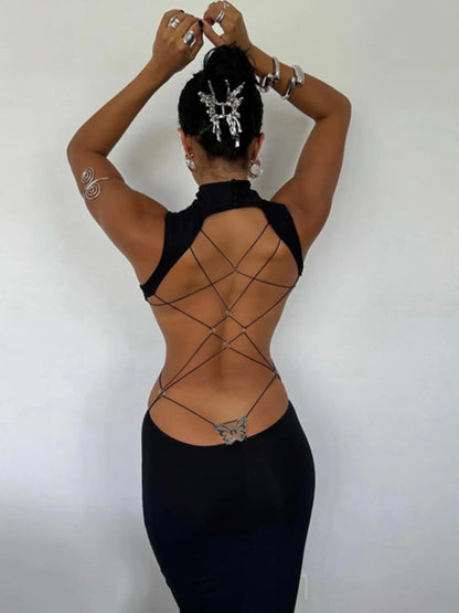 Aviva Backless Lace-Up Dress