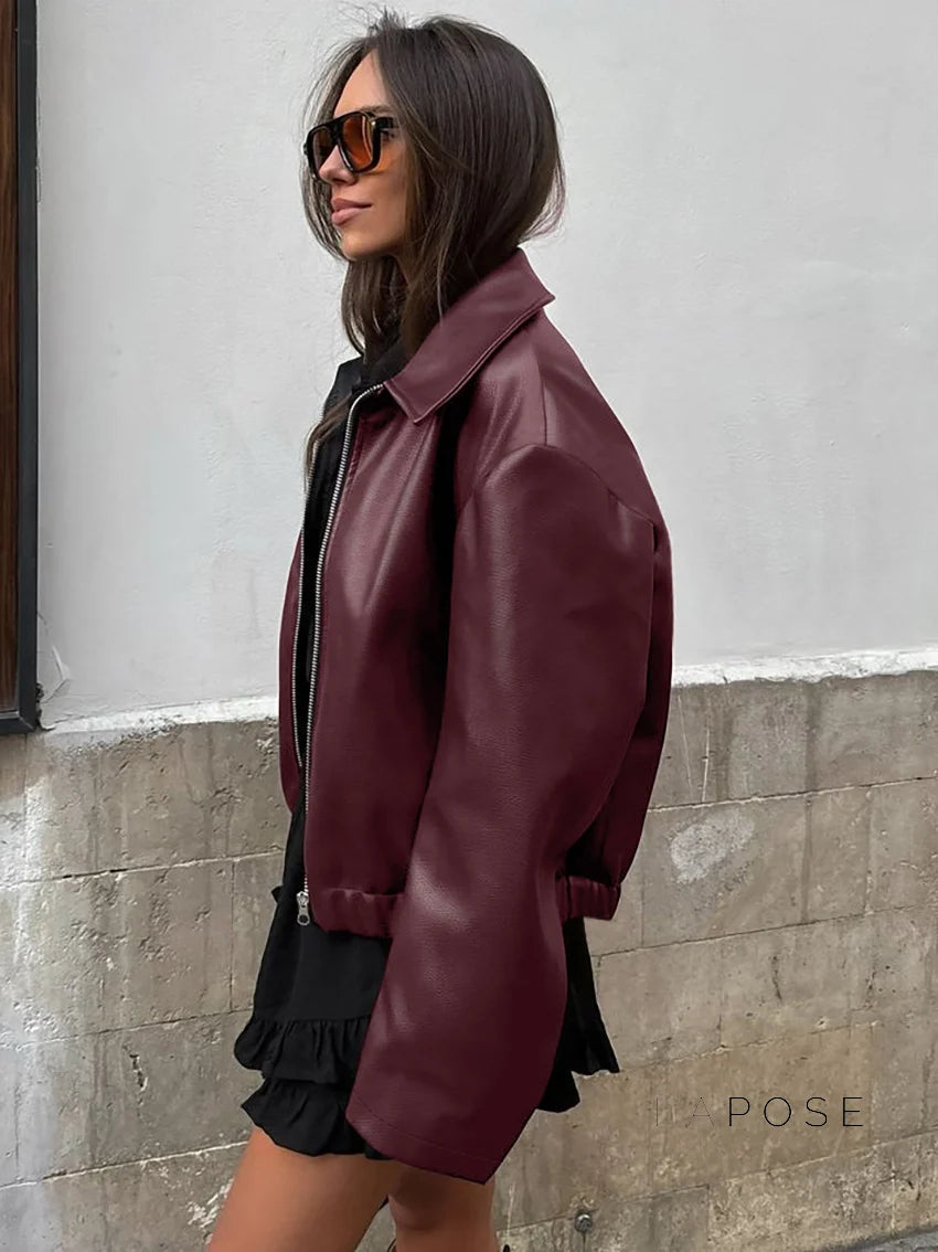 Ayven Oversized Faux Leather Jacket