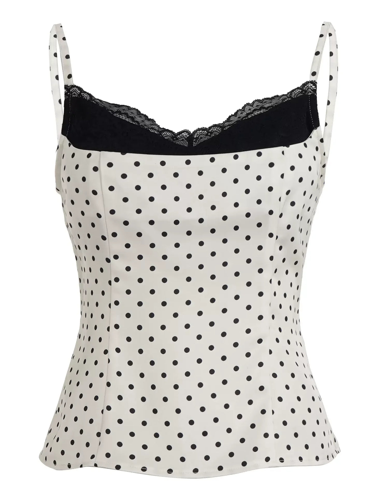 Azalia Lace Trim Polka Dot Cami