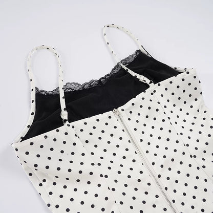 Azalia Lace Trim Polka Dot Cami