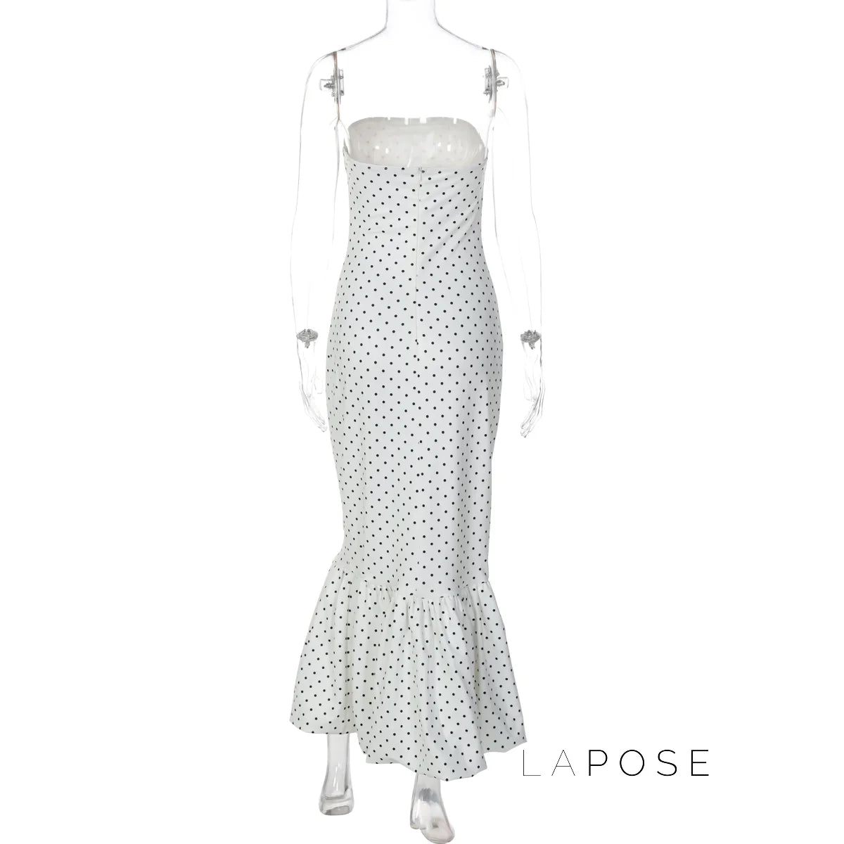 Azaria Polka Dot Strapless Midi Dress
