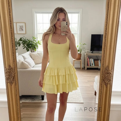 Aziya Halter Pleated Mini Dress