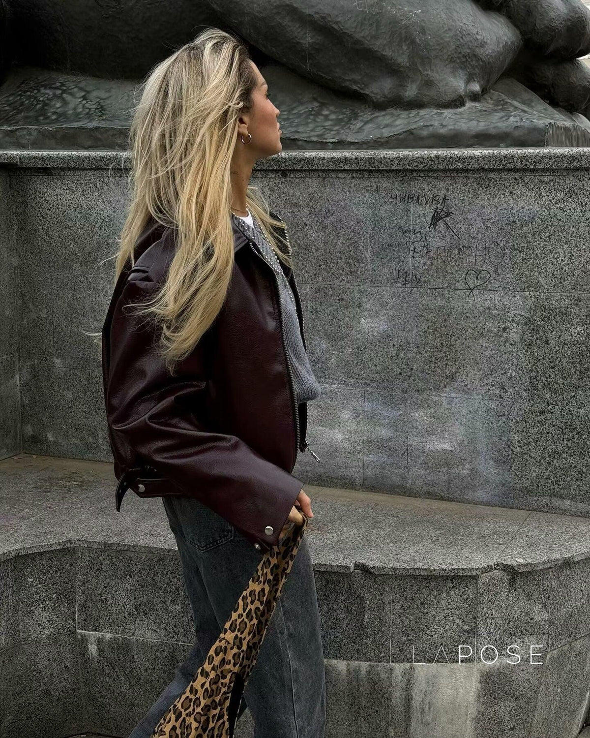 Brenna Lapel Faux Leather Jacket