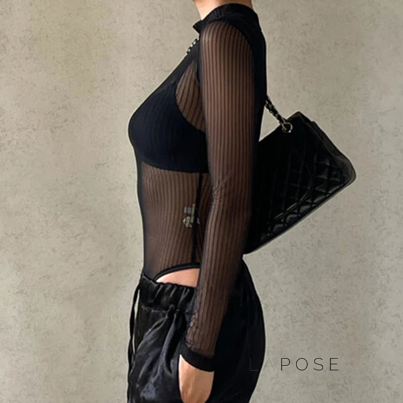 Brienne Backless Mesh Romper