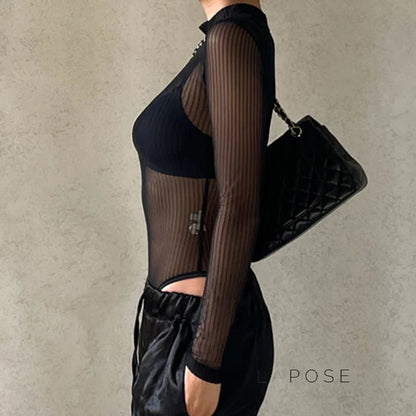Brienne Backless Mesh Romper