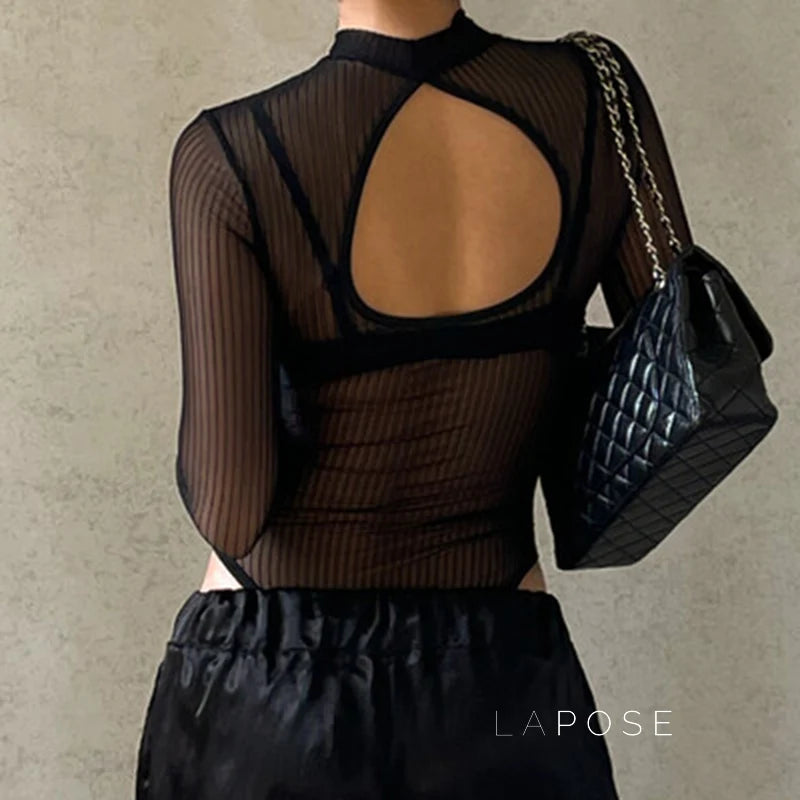 Brienne Backless Mesh Romper
