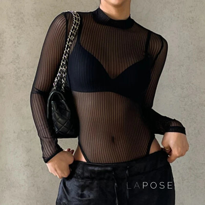 Brienne Backless Mesh Romper