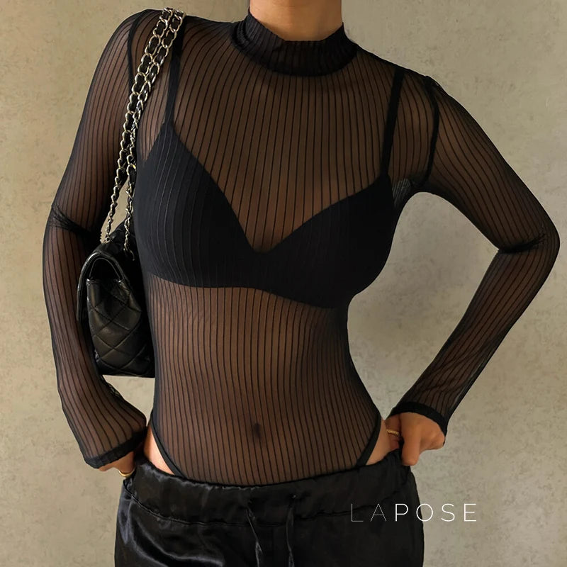 Brienne Backless Mesh Romper
