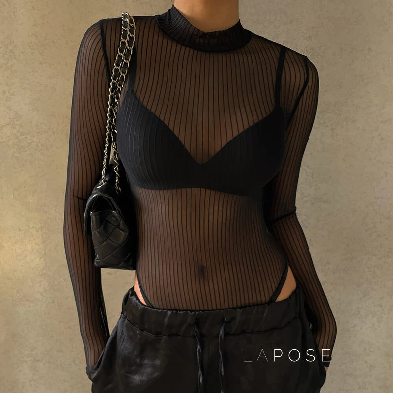 Brienne Backless Mesh Romper