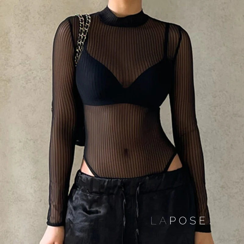 Brienne Backless Mesh Romper