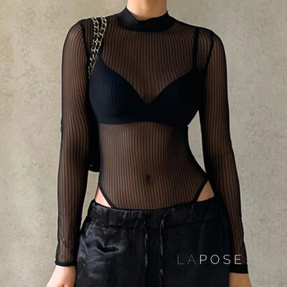 Brienne Backless Mesh Romper