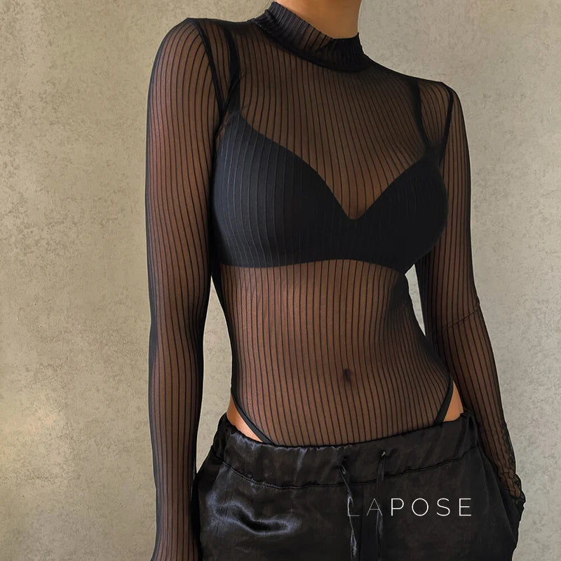 Brienne Backless Mesh Romper