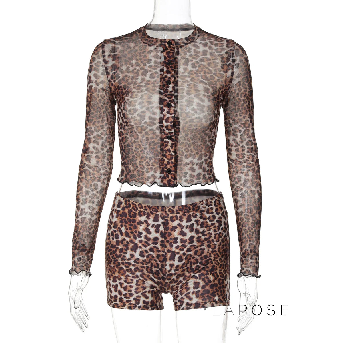 Britain Leopard Mesh Short Set