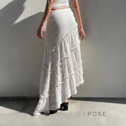 Bryn Ruffle Asymmetric Maxi Skirt