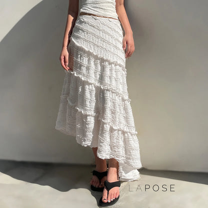 Bryn Ruffle Asymmetric Maxi Skirt