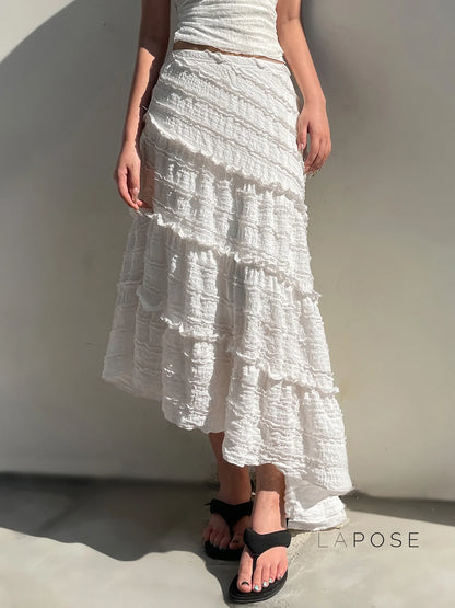 Bryn Ruffle Asymmetric Maxi Skirt