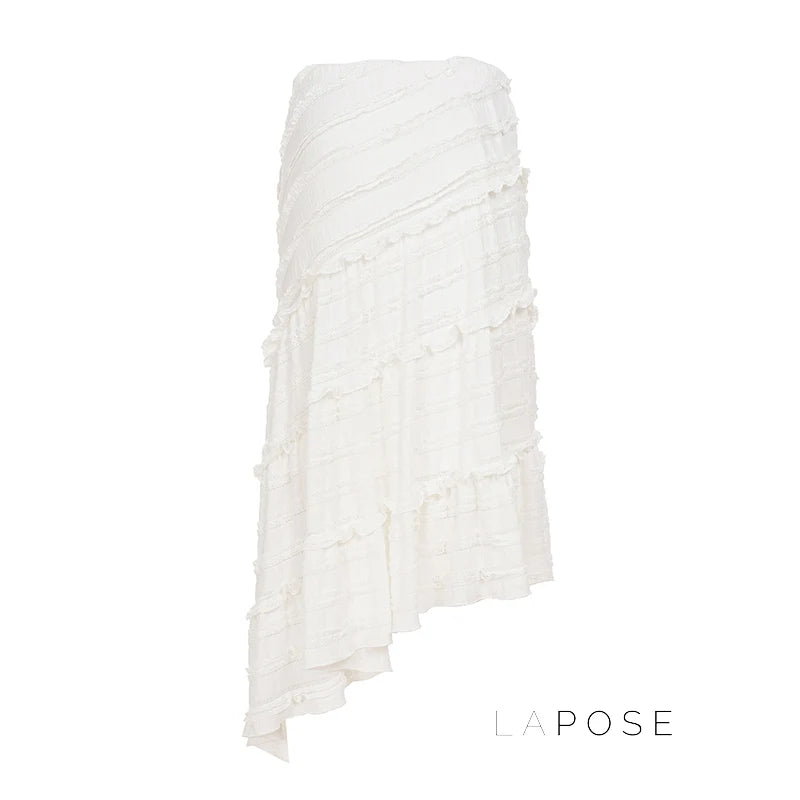 Bryn Ruffle Asymmetric Maxi Skirt