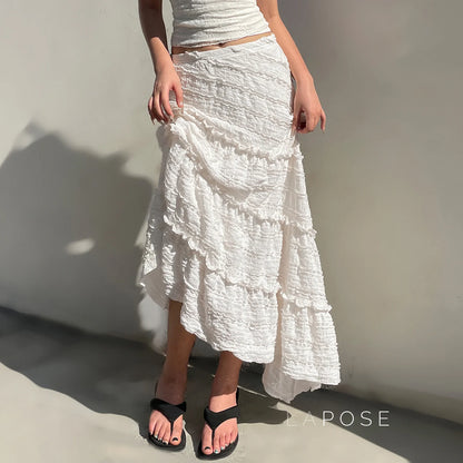 Bryn Ruffle Asymmetric Maxi Skirt