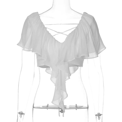 Cate Ruffle Chiffon Crop Top