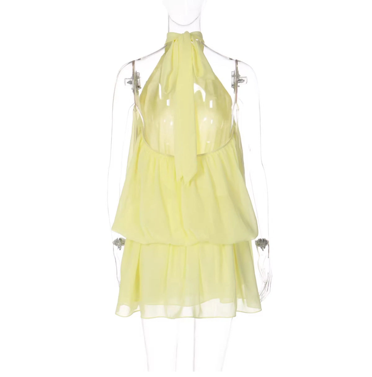 Chiffon Halter Backless Mini Dress