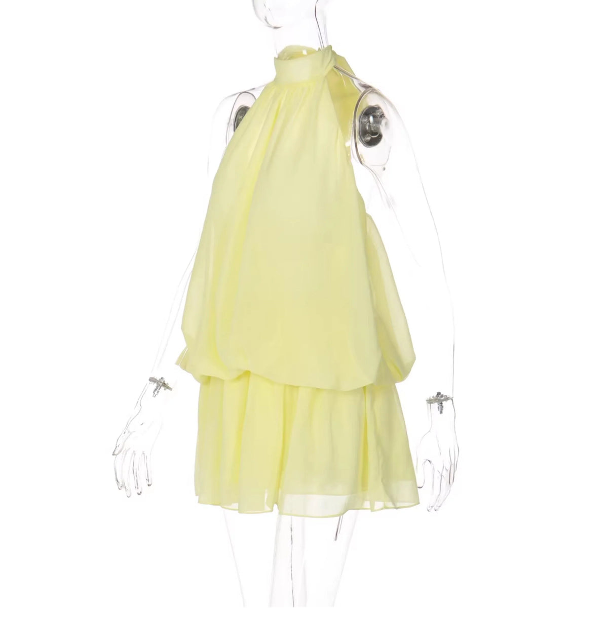 Chiffon Halter Backless Mini Dress