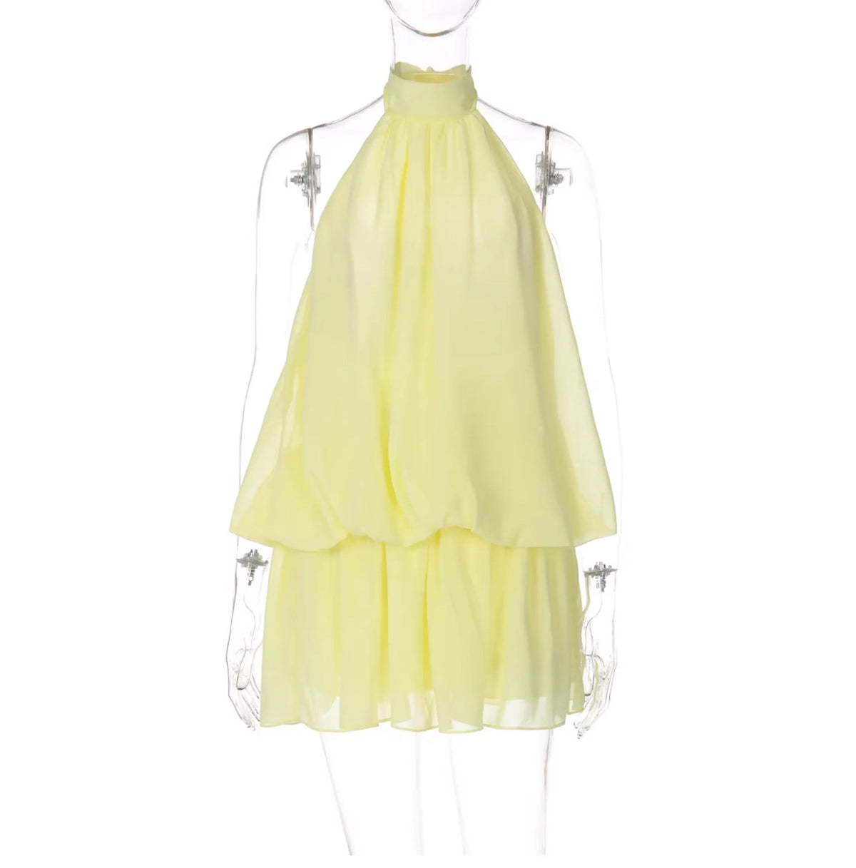 Chiffon Halter Backless Mini Dress
