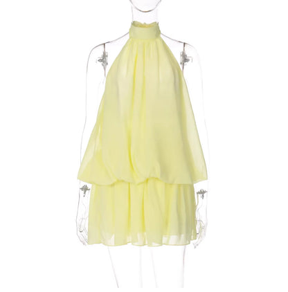 Chiffon Halter Backless Mini Dress