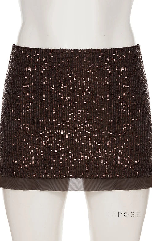 Christine Sequin Halter Skirt Set
