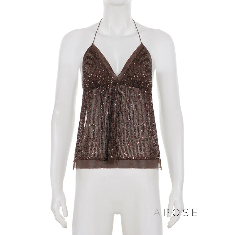 Christine Sequin Halter Skirt Set