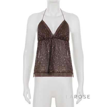 Christine Sequin Halter Skirt Set