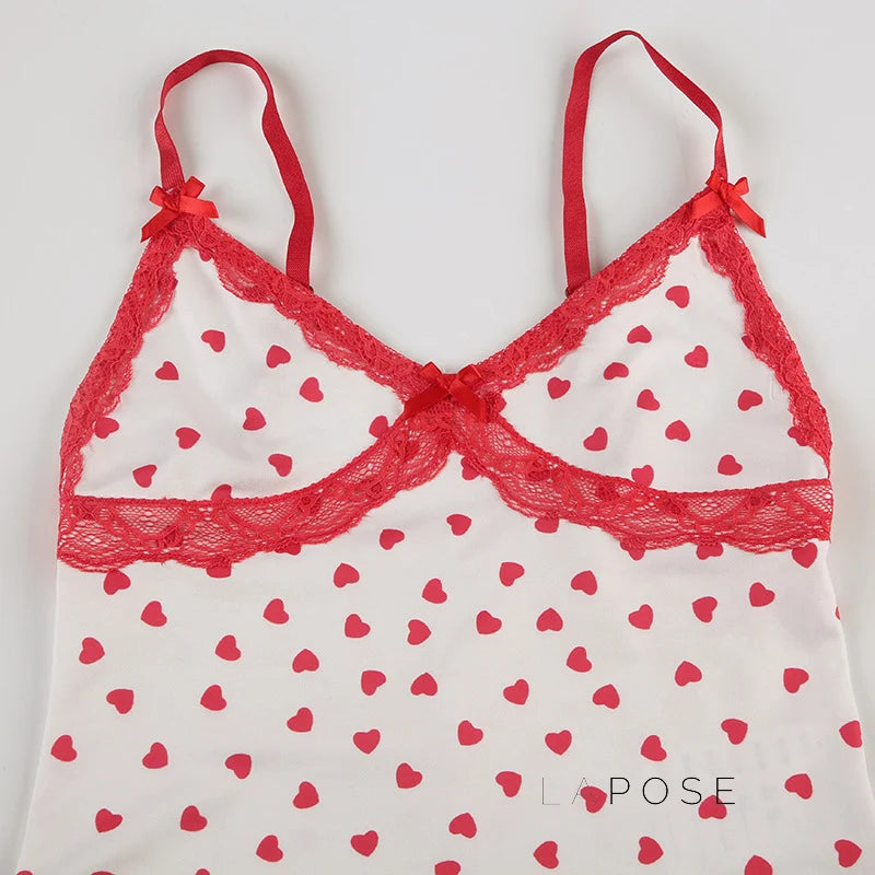 Ciera Heart Print Lace Short Set
