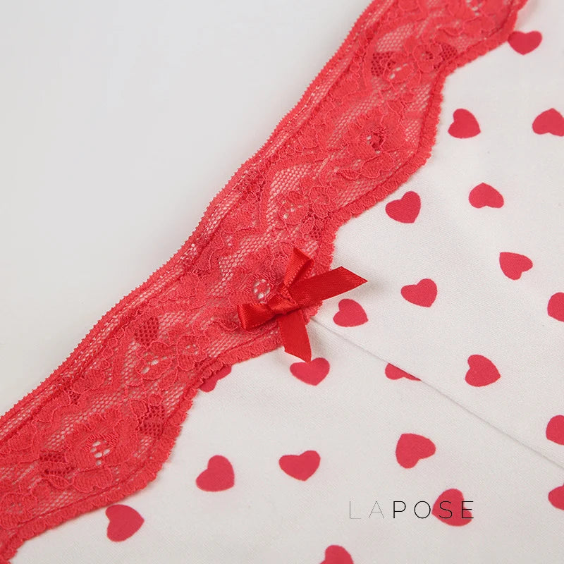 Ciera Heart Print Lace Short Set