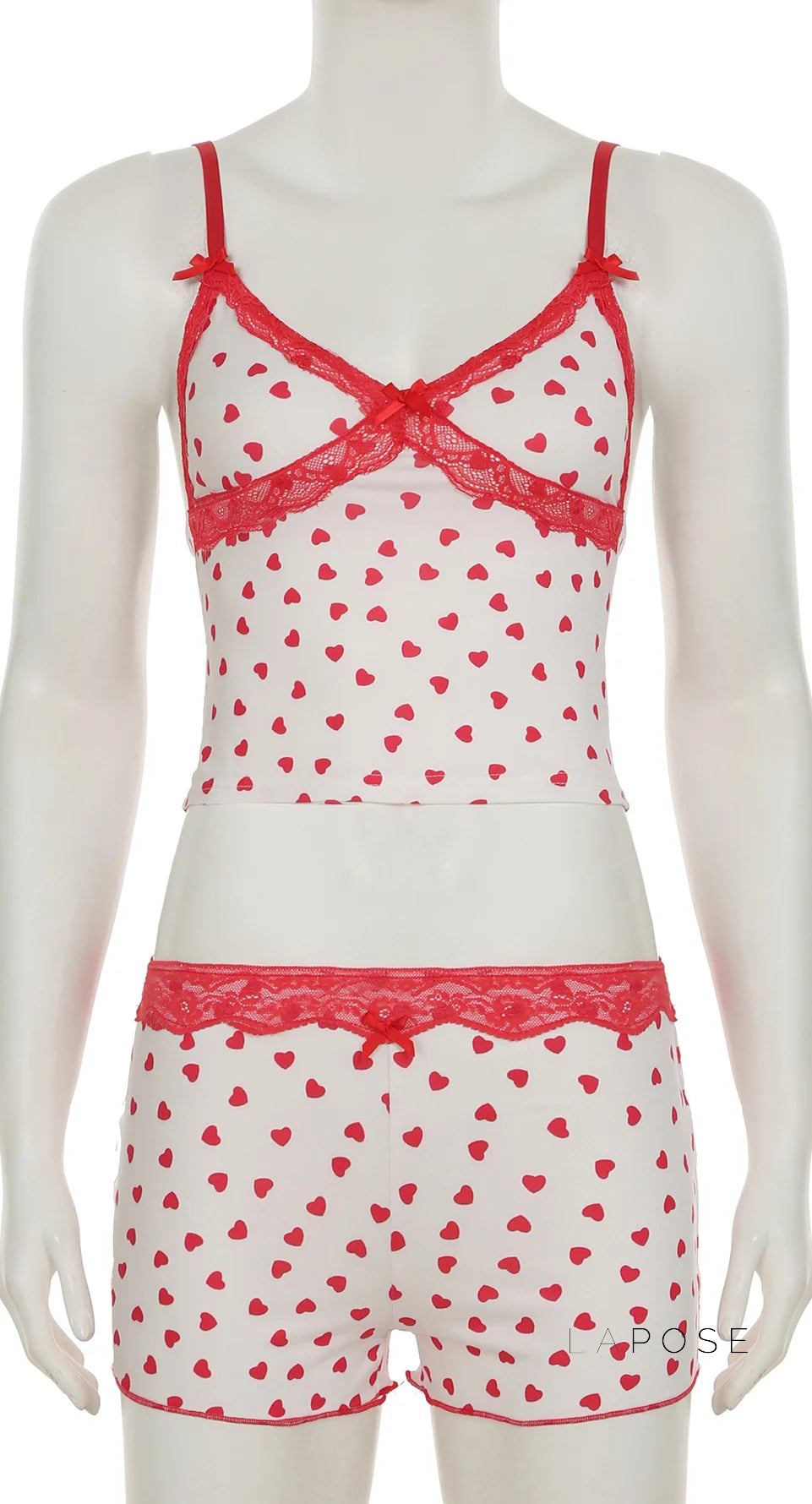 Ciera Heart Print Lace Short Set