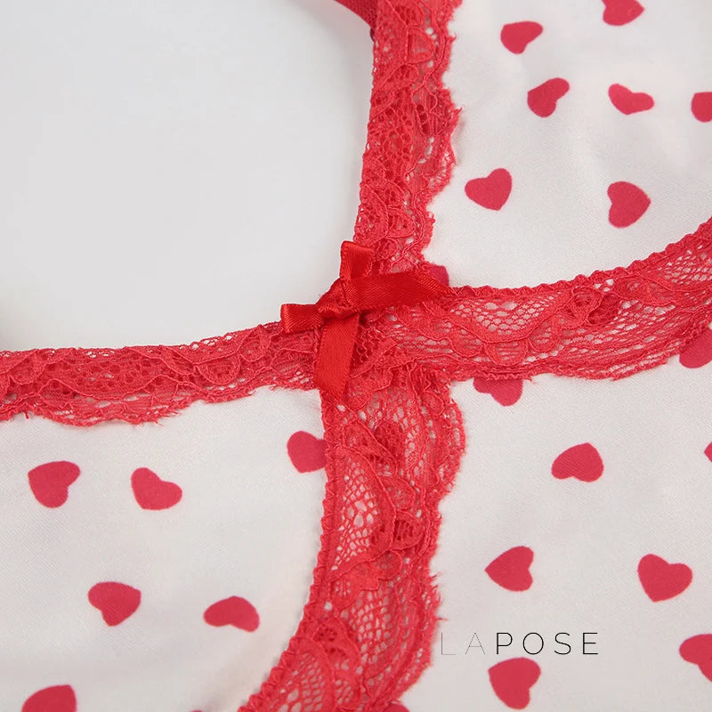 Ciera Heart Print Lace Short Set