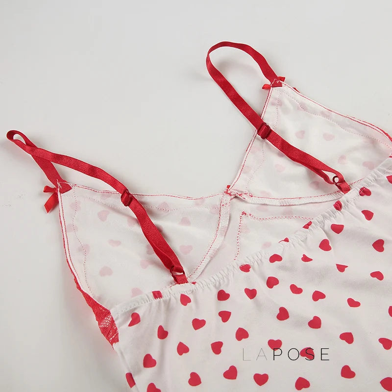 Ciera Heart Print Lace Short Set