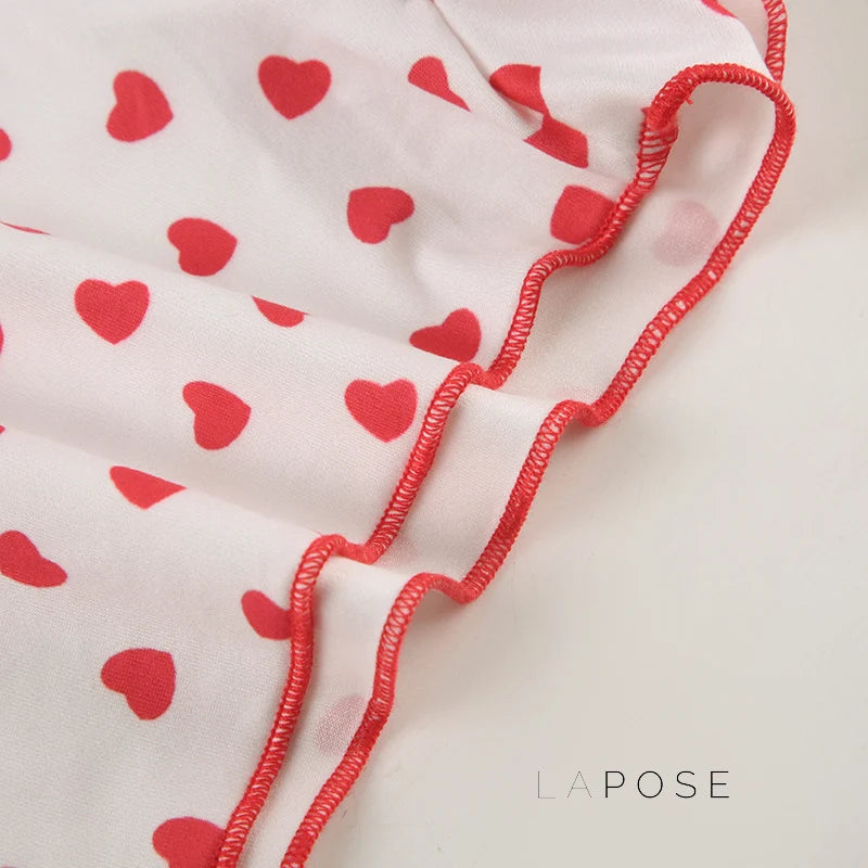 Ciera Heart Print Lace Short Set