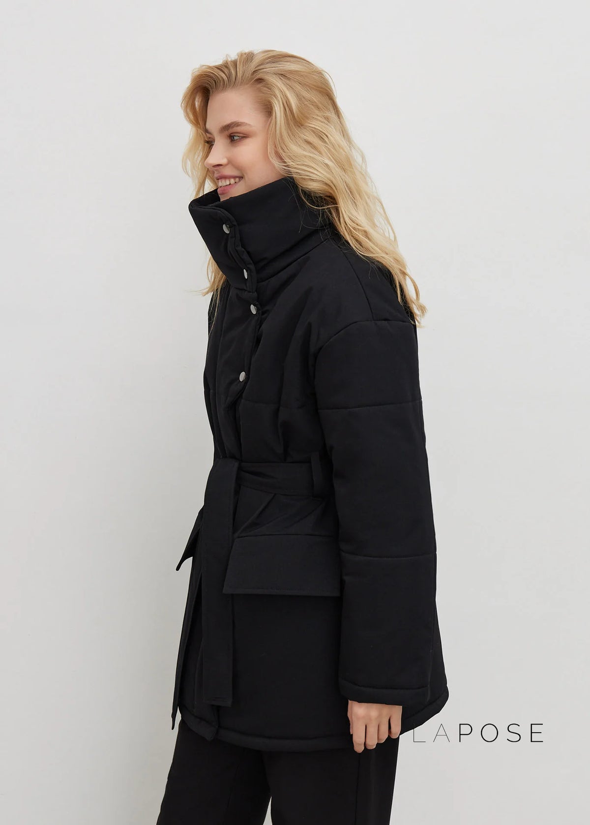 Collette Belted Stand Collar Coat