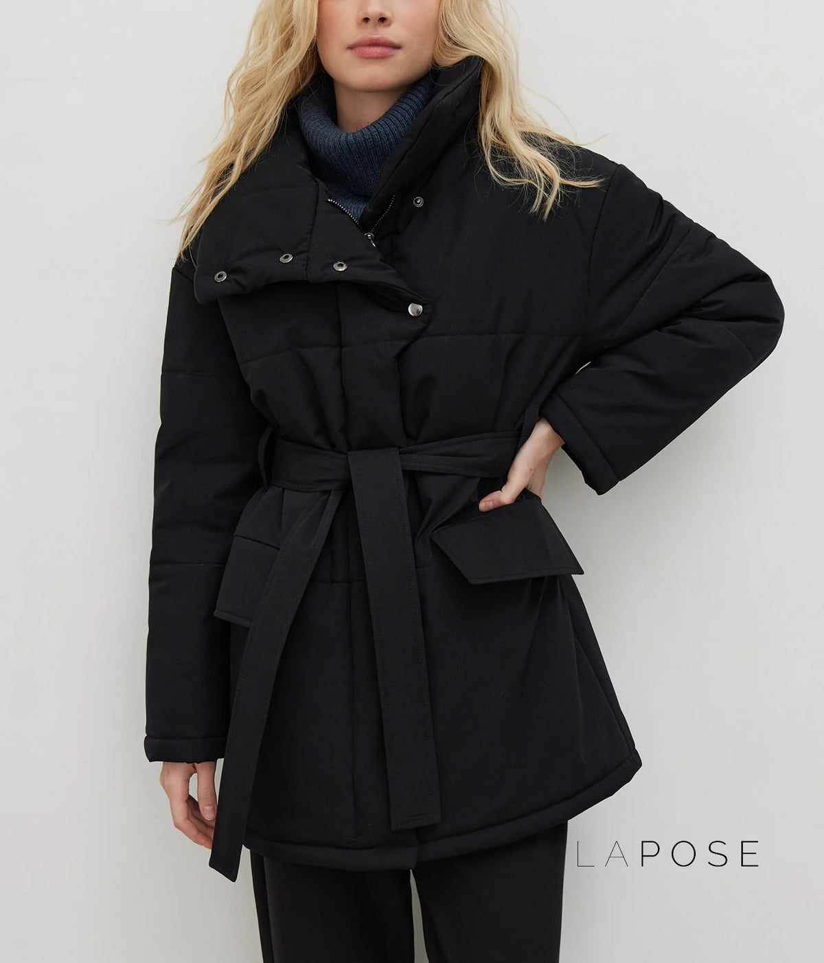 Collette Belted Stand Collar Coat