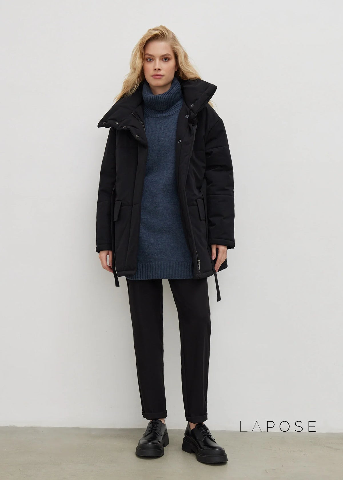 Collette Belted Stand Collar Coat