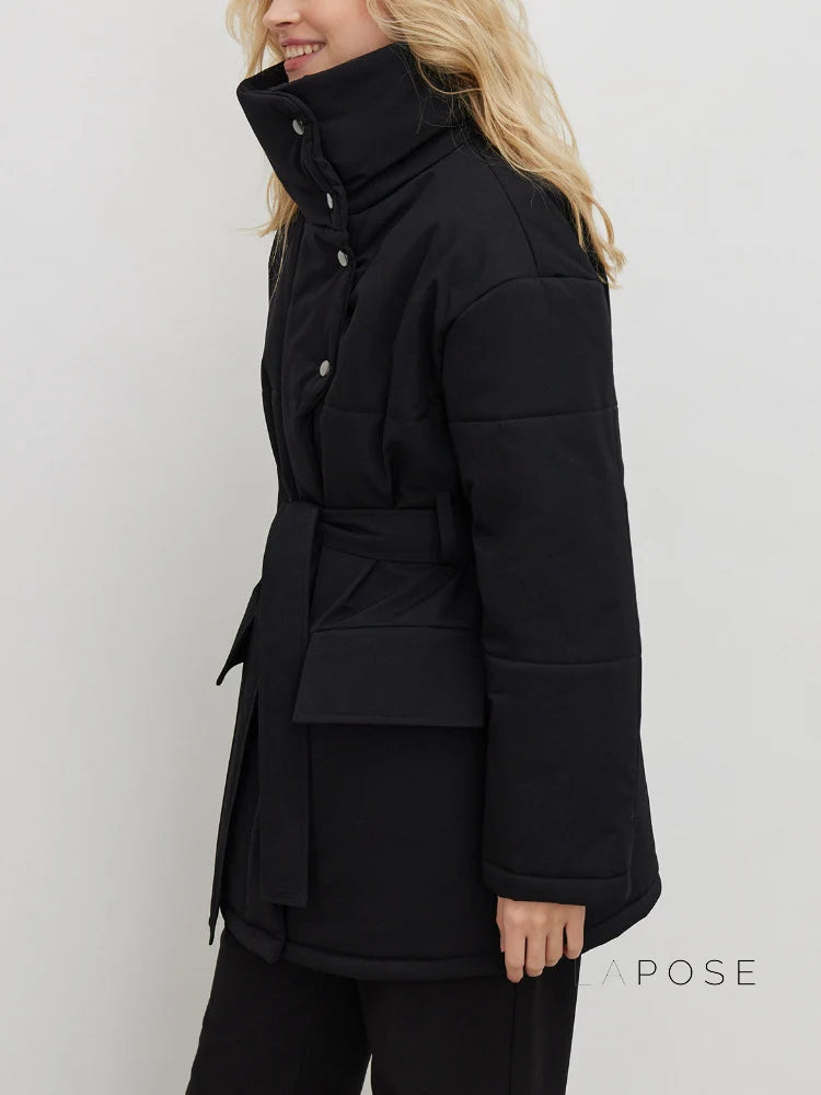 Collette Belted Stand Collar Coat
