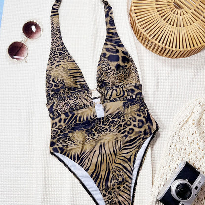 Contrast Cut-Out One-Piece Swimsuit