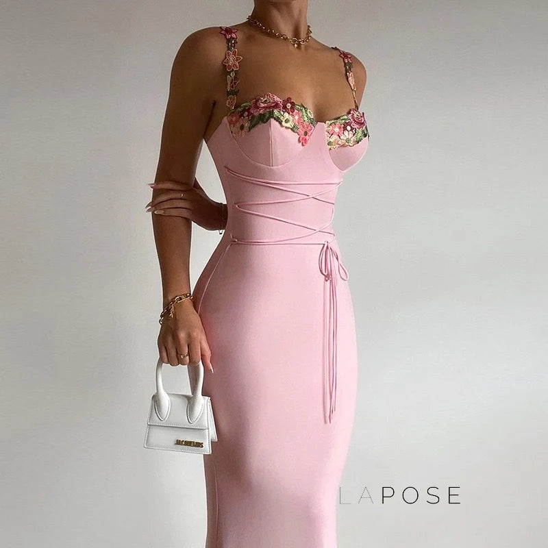 Corrine Floral Embroidered Maxi Dress